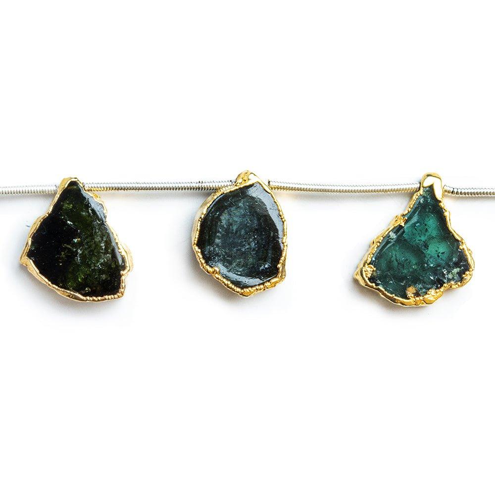 Gold Leafed Tourmaline Slices 7 pieces - The Bead Traders