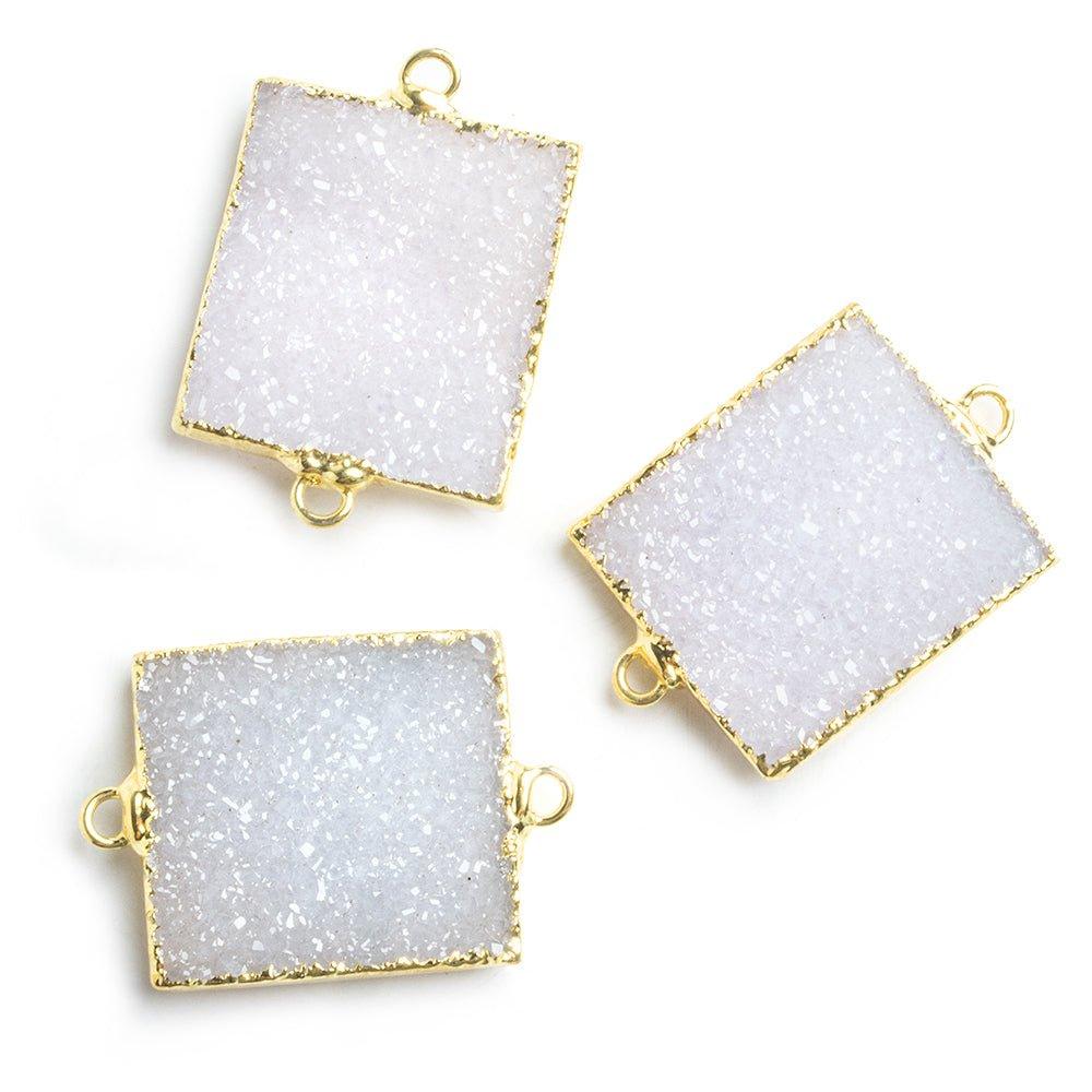 Gold Leafed White Drusy Rectangle Connector 1 Piece - The Bead Traders