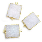 Gold Leafed White Drusy Rectangle Connector 1 Piece - The Bead Traders