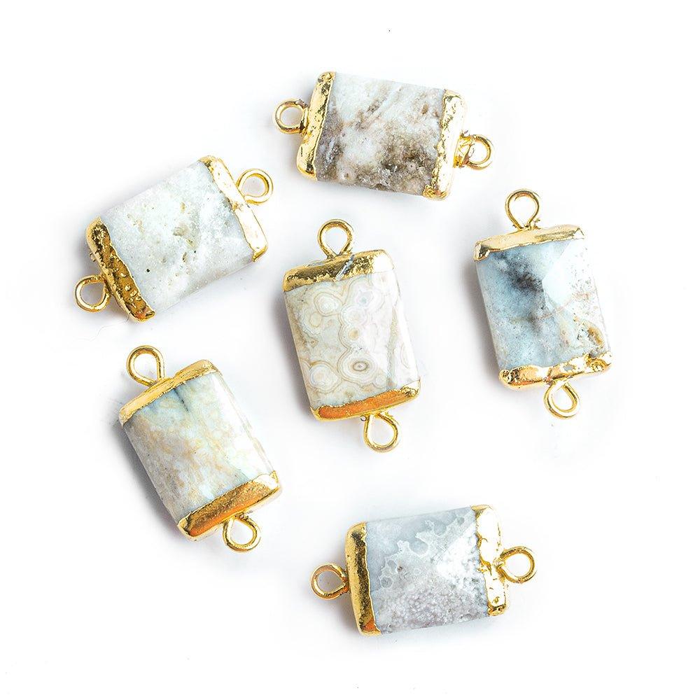 Gold Leafed White Ocean Jasper Connector 1 Piece - The Bead Traders