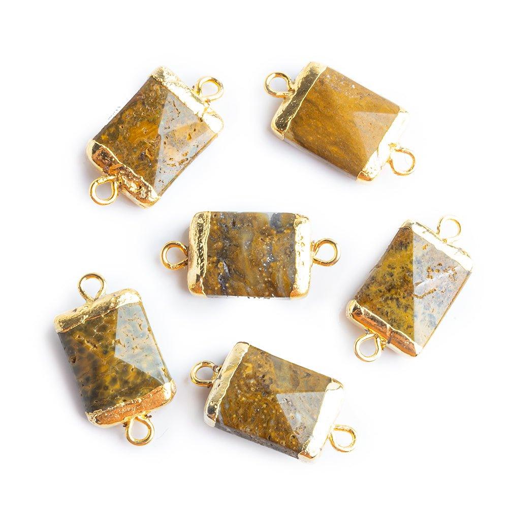 Gold Leafed Yellow Ocean Jasper Rectangle Connector 1 Piece - The Bead Traders