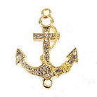 Gold-tone Anchor Rhinestone Connector Pendant Finding, 37x28mm, 1 piece - The Bead Traders