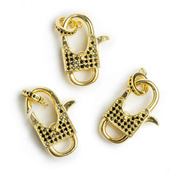 Gold Tone Brass CZ Pave Lobster Clasp 1 Piece