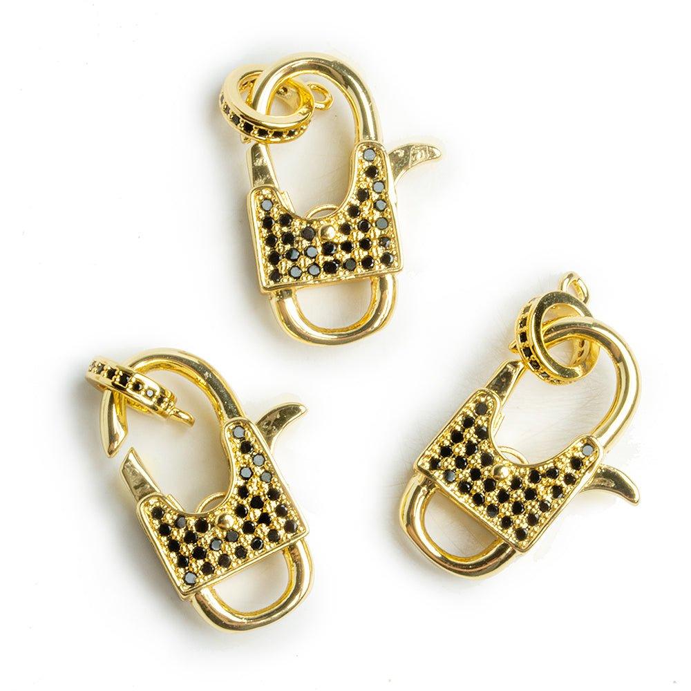 Gold Tone Brass CZ Pave Lobster Clasp 1 Piece - The Bead Traders