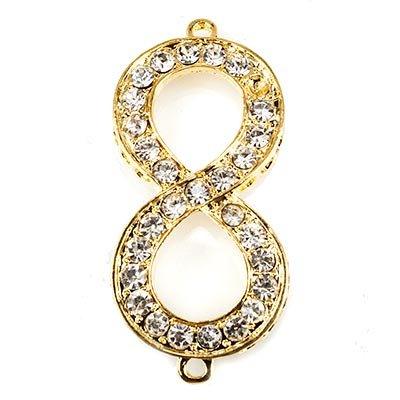 Gold-tone Infinity Symbol Rhinestone Connector Finding, 53x25mm, 1 piece - The Bead Traders