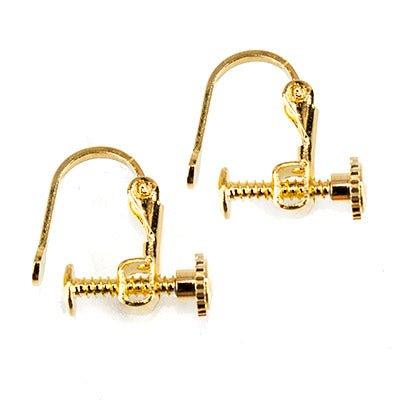 Gold-tone Screwback Earring Finding, 14mm length, 2 pieces - The Bead Traders