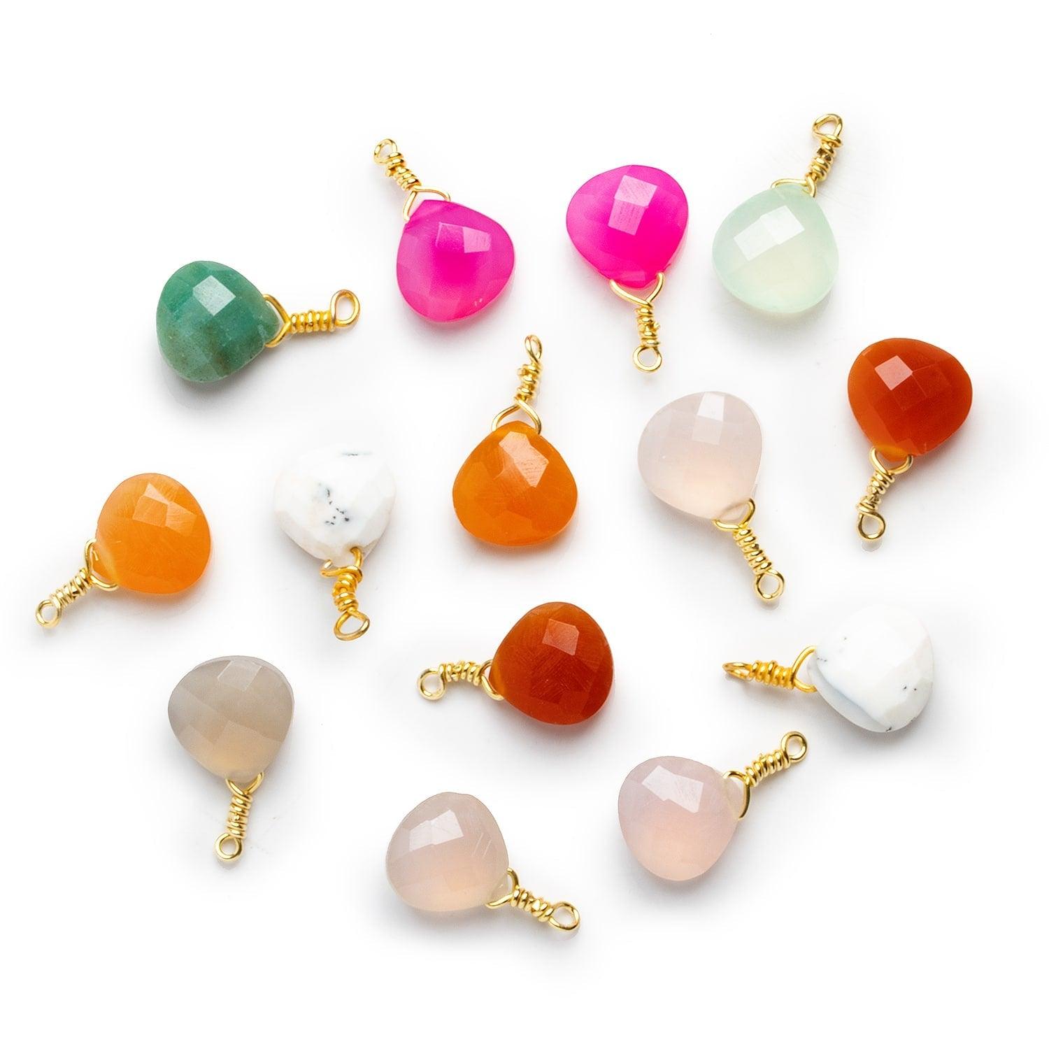 Gold Wire Wrapped Pendants - Mixed Lot of 14 - The Bead Traders