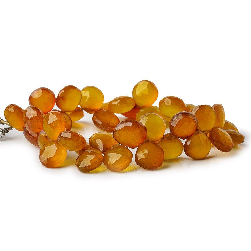 Golden amber Chalcedony faceted hearts 8 inch 42 pieces 10x10mm average - The Bead Traders