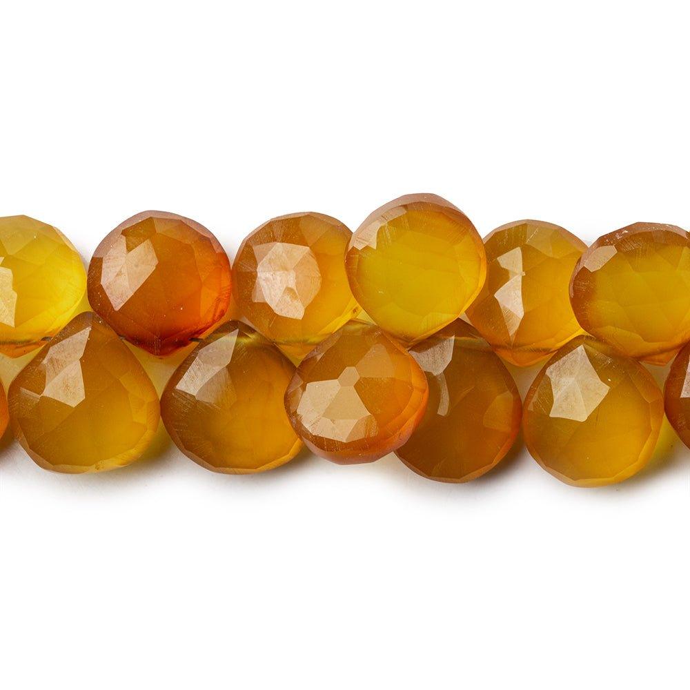 Golden amber Chalcedony faceted hearts 8 inch 42 pieces 10x10mm average - The Bead Traders