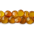 Golden amber Chalcedony faceted hearts 8 inch 42 pieces 10x10mm average - The Bead Traders