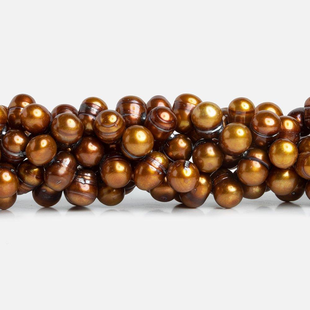 Golden Brown Baroque Freshwater Pearls 16 inch 75 pieces - The Bead Traders