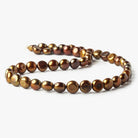 Golden Brown Side Drilled Button Freshwater Pearls 16 inch 44 pieces - The Bead Traders