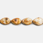 Golden Copper Freshwater Pearls Straight Drilled 14-15mm Pears - The Bead Traders