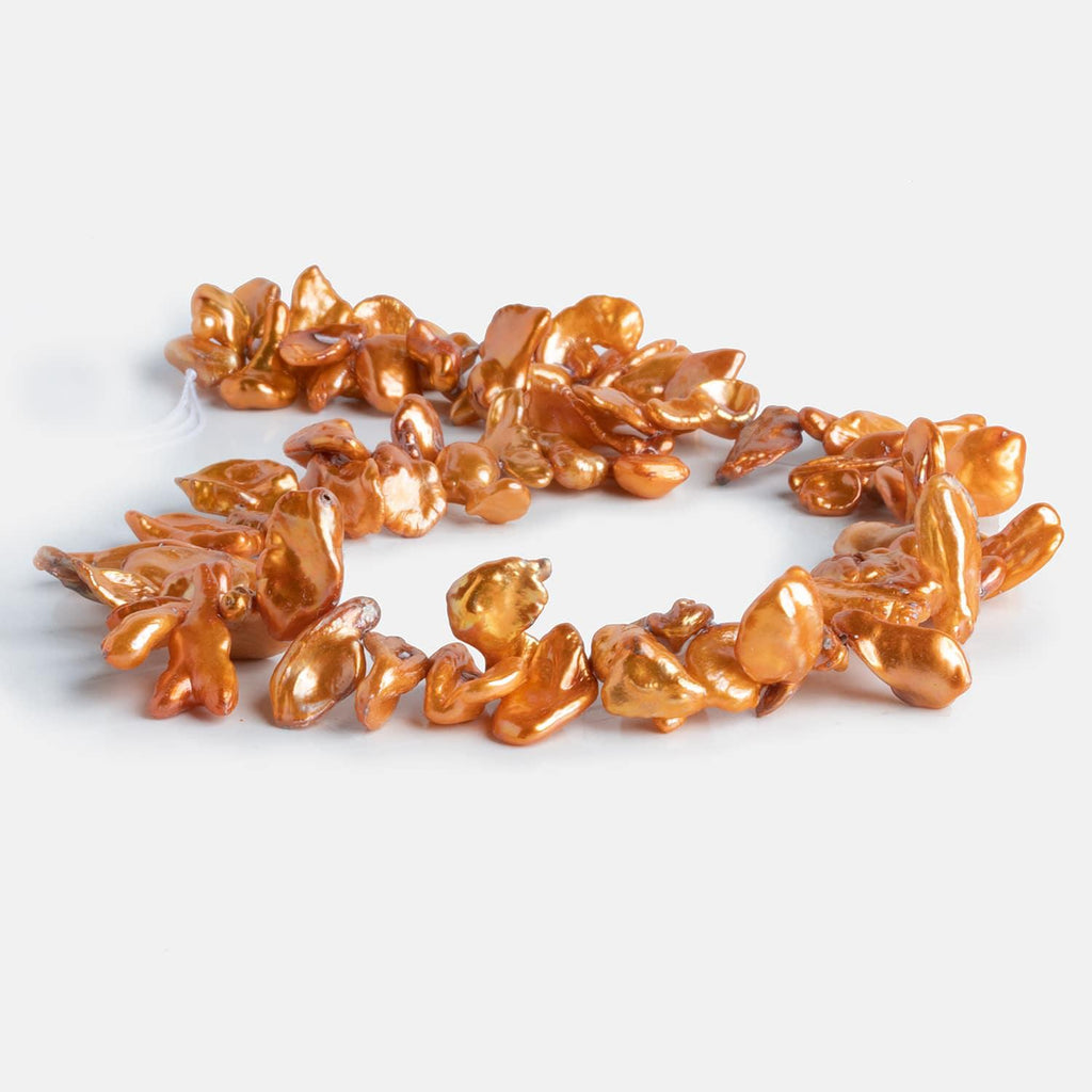 Golden Copper Keshi Pearls 15 inch 63 beads - The Bead Traders