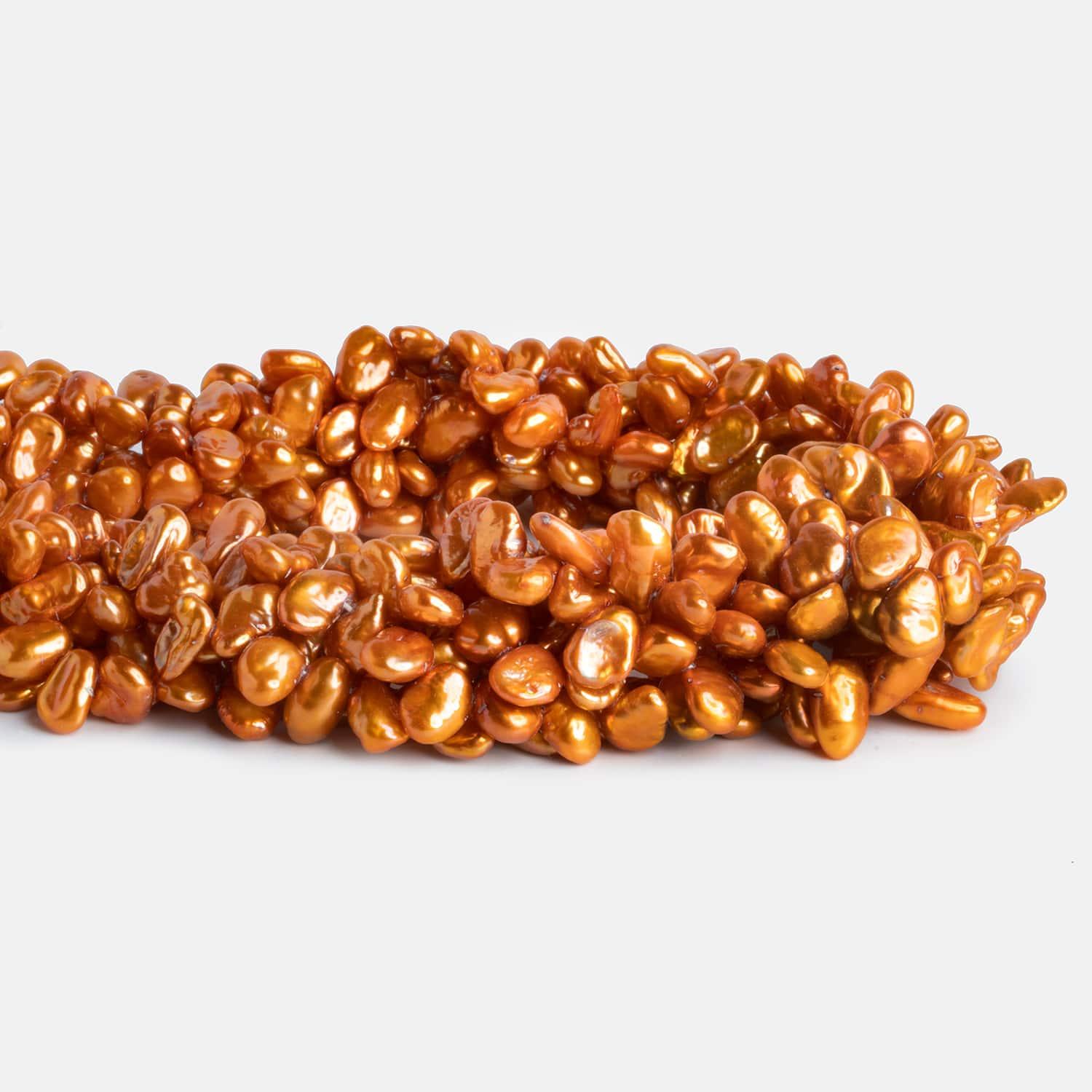 Golden Copper Keshi Pearls 15 inch 70 beads - The Bead Traders