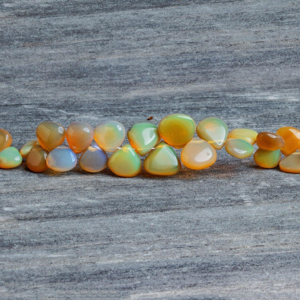 Golden Ethiopian Opal Plain Hearts 8 inch 45 beads - The Bead Traders