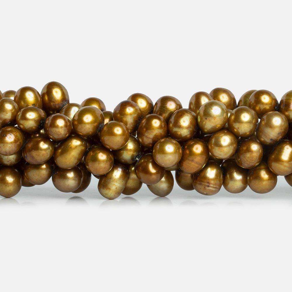 Golden Green Baroque Freshwater Pearls 16 inch 80 pieces - The Bead Traders