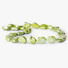 Golden Green Freshwater Pearls Straight Drilled 14-15mm Pears - The Bead Traders