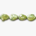 Golden Green Freshwater Pearls Straight Drilled 14-15mm Pears - The Bead Traders