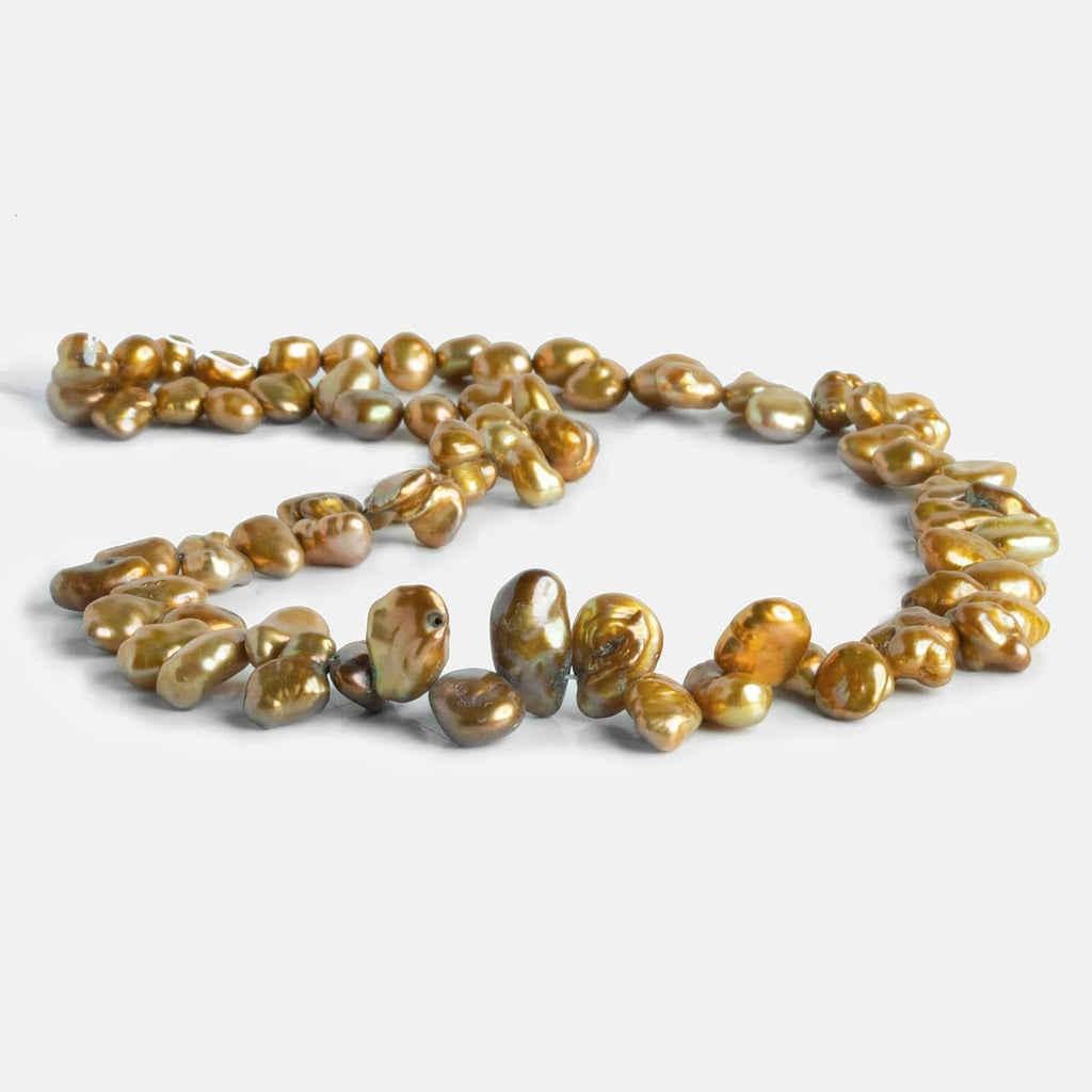 Golden Green Keshi Pearls 15 inch 80 beads - The Bead Traders