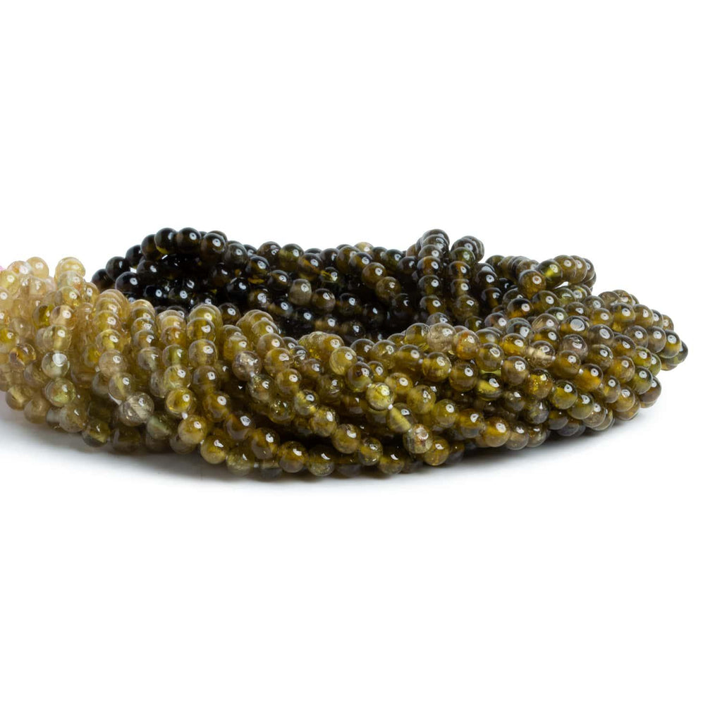 Golden Green Tourmaline Plain Rounds 14 inch 115 beads - The Bead Traders