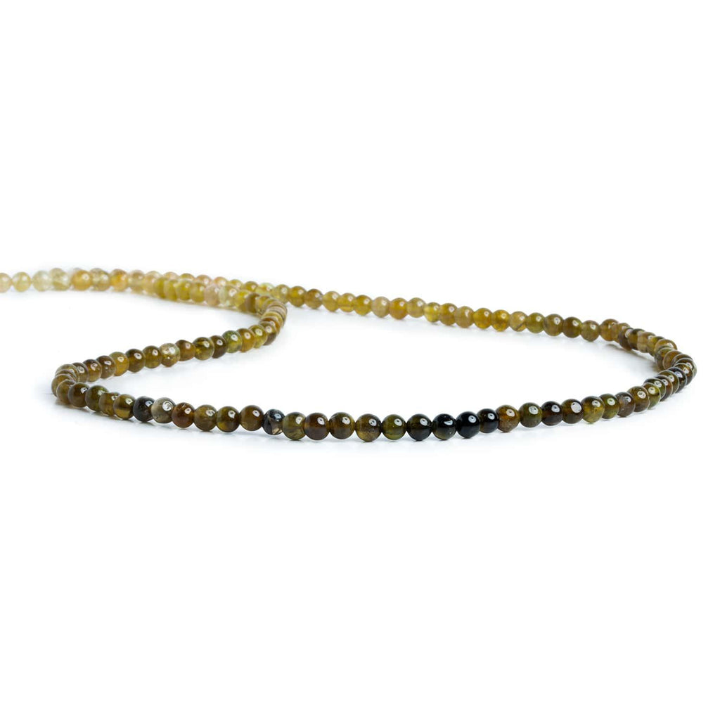 Golden Green Tourmaline Plain Rounds 14 inch 115 beads - The Bead Traders