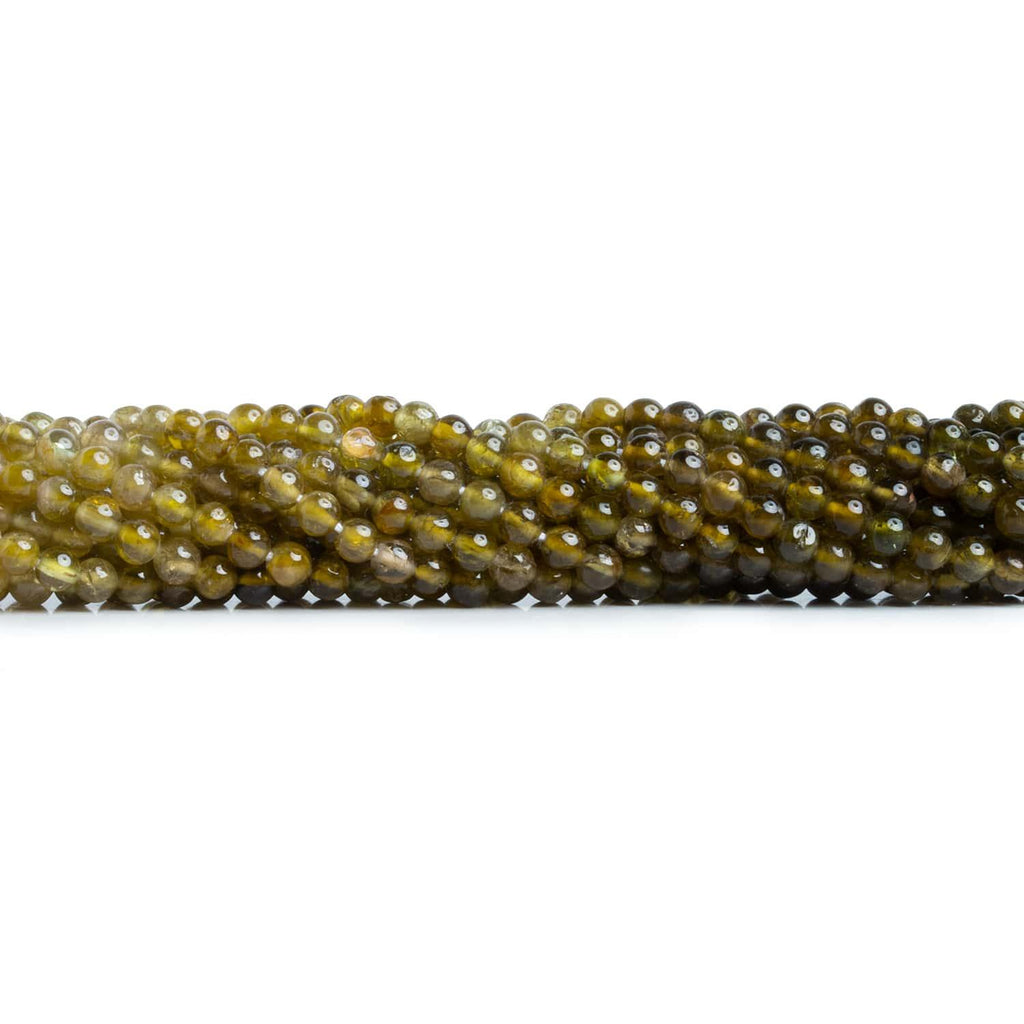 Golden Green Tourmaline Plain Rounds 14 inch 115 beads - The Bead Traders