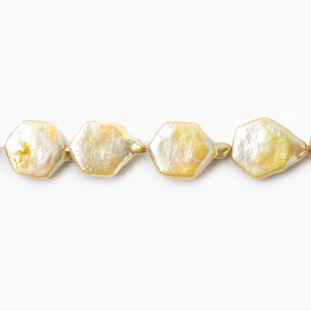 Golden Irregular Hexagon Blister Freshwater Pearls 16 inch 29 pieces 12mm - The Bead Traders