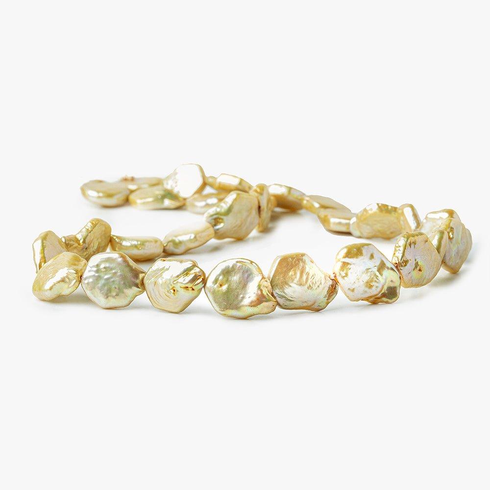 Golden Irregular Hexagon Blister Freshwater Pearls 16 inch 29 pieces 12mm - The Bead Traders