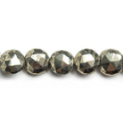 Golden Pyrite Faceted Coin Beads 8 inch 21 pieces - The Bead Traders