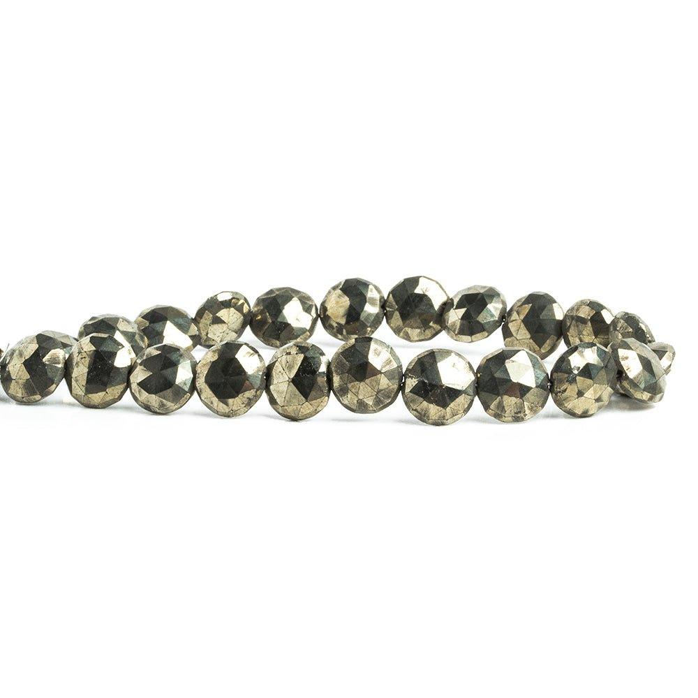 Golden Pyrite Faceted Coin Beads 8 inch 21 pieces - The Bead Traders