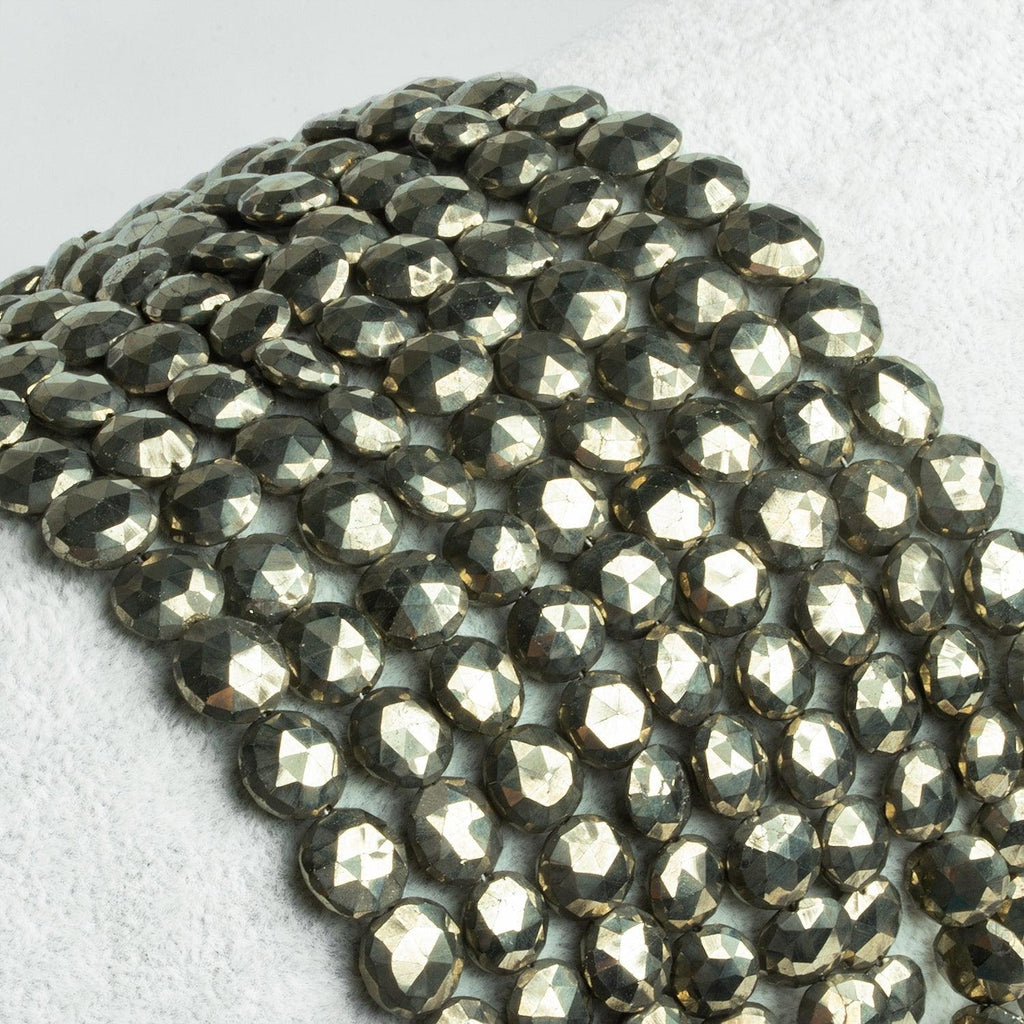 Golden Pyrite Faceted Coin Beads 8 inch 21 pieces - The Bead Traders