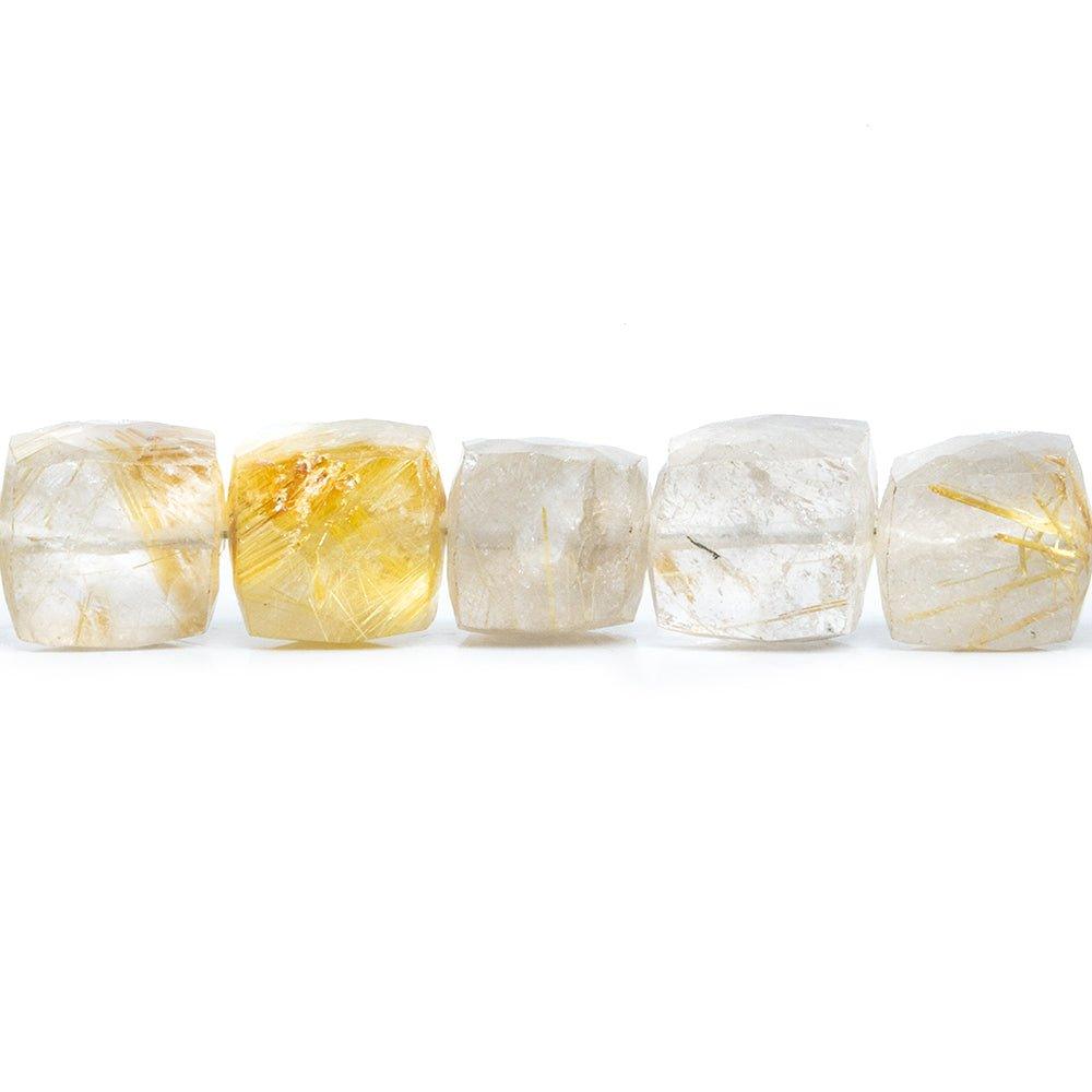 Golden Rutilated Quartz Faceted Cube Beads 8 inch 24 pieces - The Bead Traders