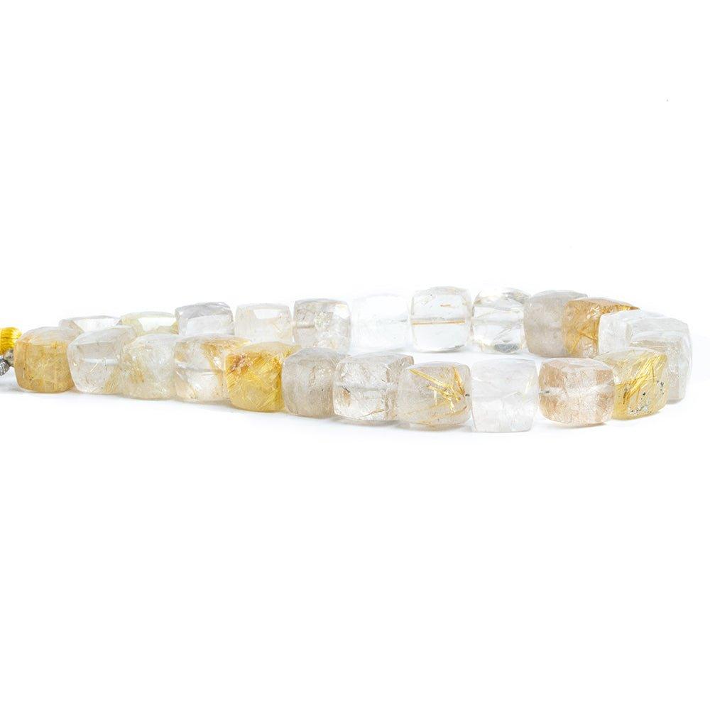 Golden Rutilated Quartz Faceted Cube Beads 8 inch 24 pieces - The Bead Traders