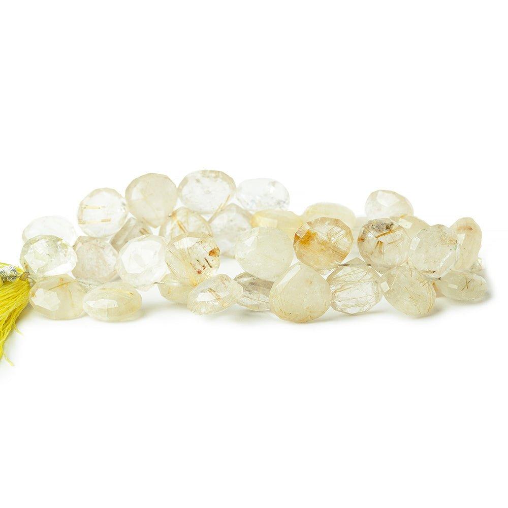 Golden Rutilated Quartz faceted heart briolettes 8 inch 36 beads 11x10-11x11mm - The Bead Traders