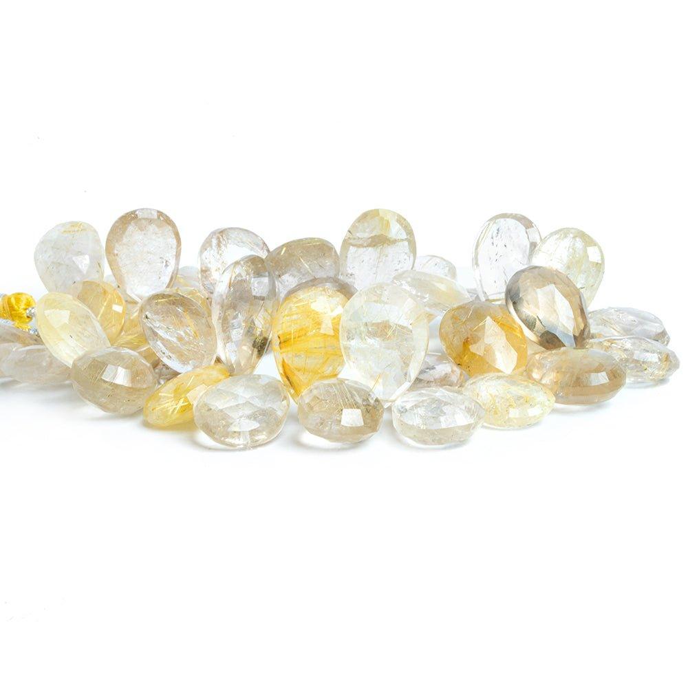 Golden Rutilated Quartz Faceted Pear Beads 8 inch 42 pieces - The Bead Traders