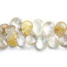 Golden Rutilated Quartz Faceted Pear Beads 8 inch 42 pieces - The Bead Traders