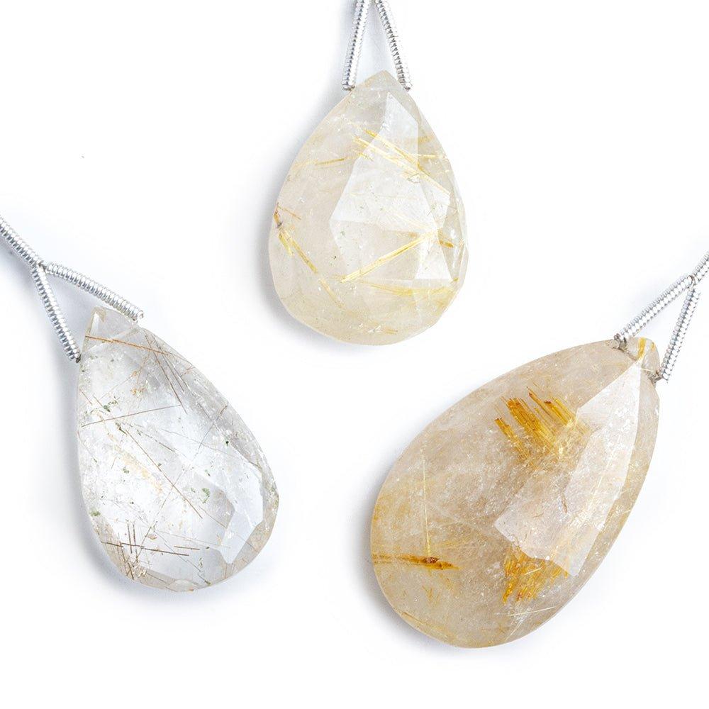 Golden Rutilated Quartz Faceted Pear Focal Bead 1 Piece - The Bead Traders