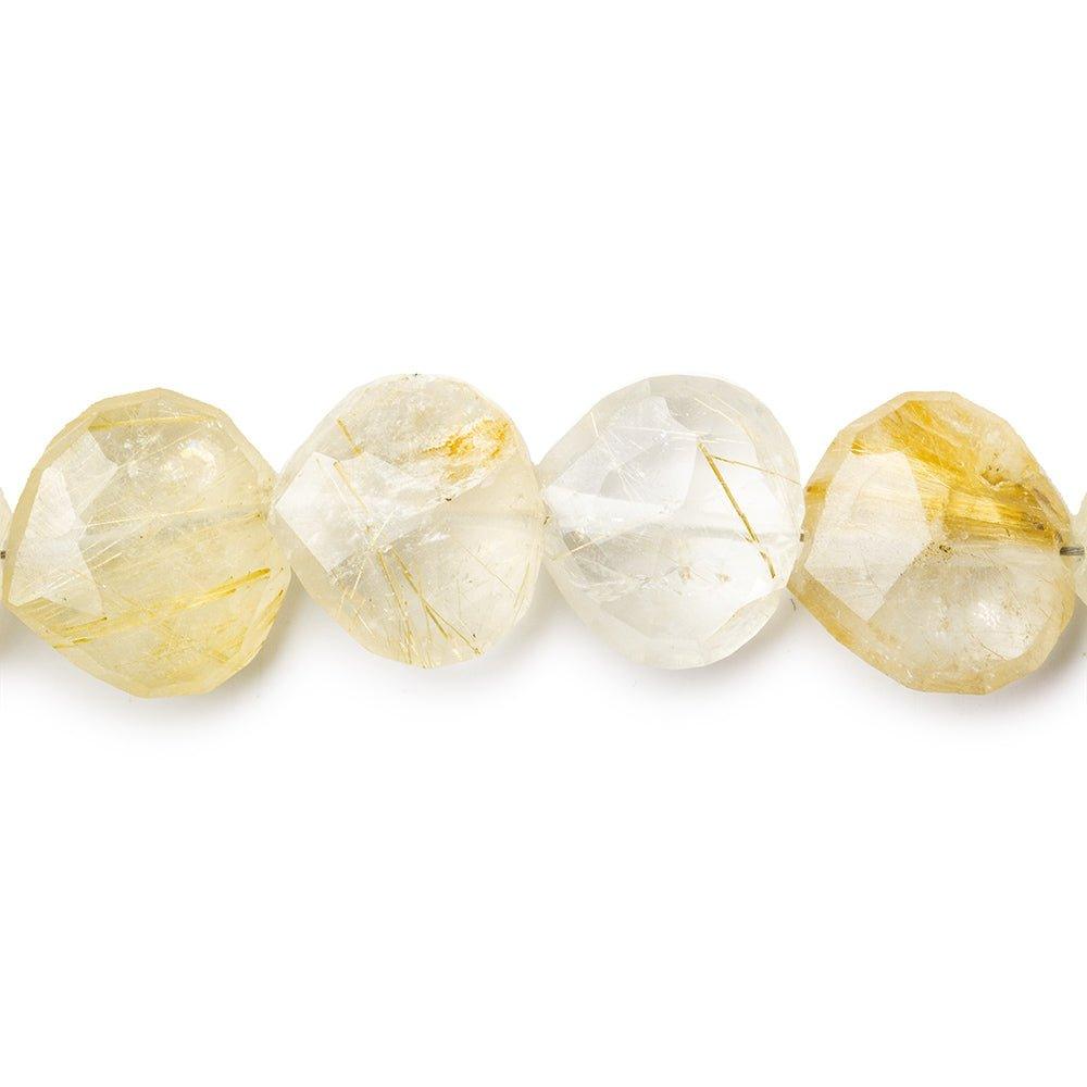 Golden Rutilated Quartz straight drill faceted hearts 8 inch 21 beads 10x9-12x11mm - The Bead Traders