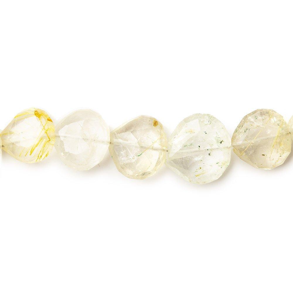 Golden Rutilated Quartz straight drill faceted hearts 8 inch 24 beads 8x7-9x8mm - The Bead Traders