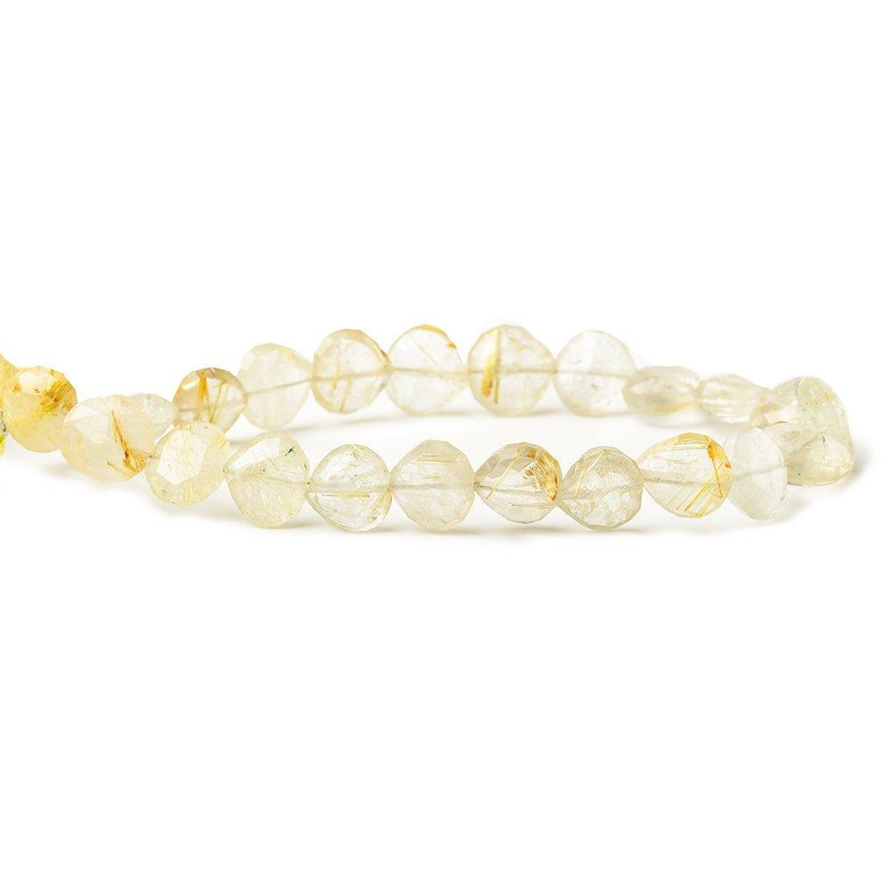 Golden Rutilated Quartz straight drill faceted hearts 8 inch 24 beads 8x7-9x8mm - The Bead Traders