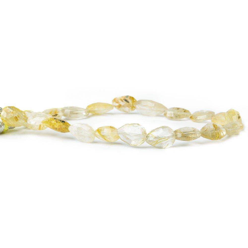 Golden Rutilated Quartz straight drill faceted pears 8 inch 17 beads 9x7-11x9mm - The Bead Traders