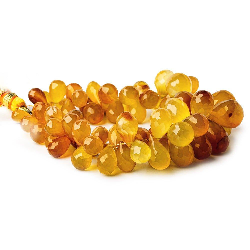 Golden Yellow Chalcedony faceted teardrops 7 inch 65 beadss 8x6-15x10mm - The Bead Traders