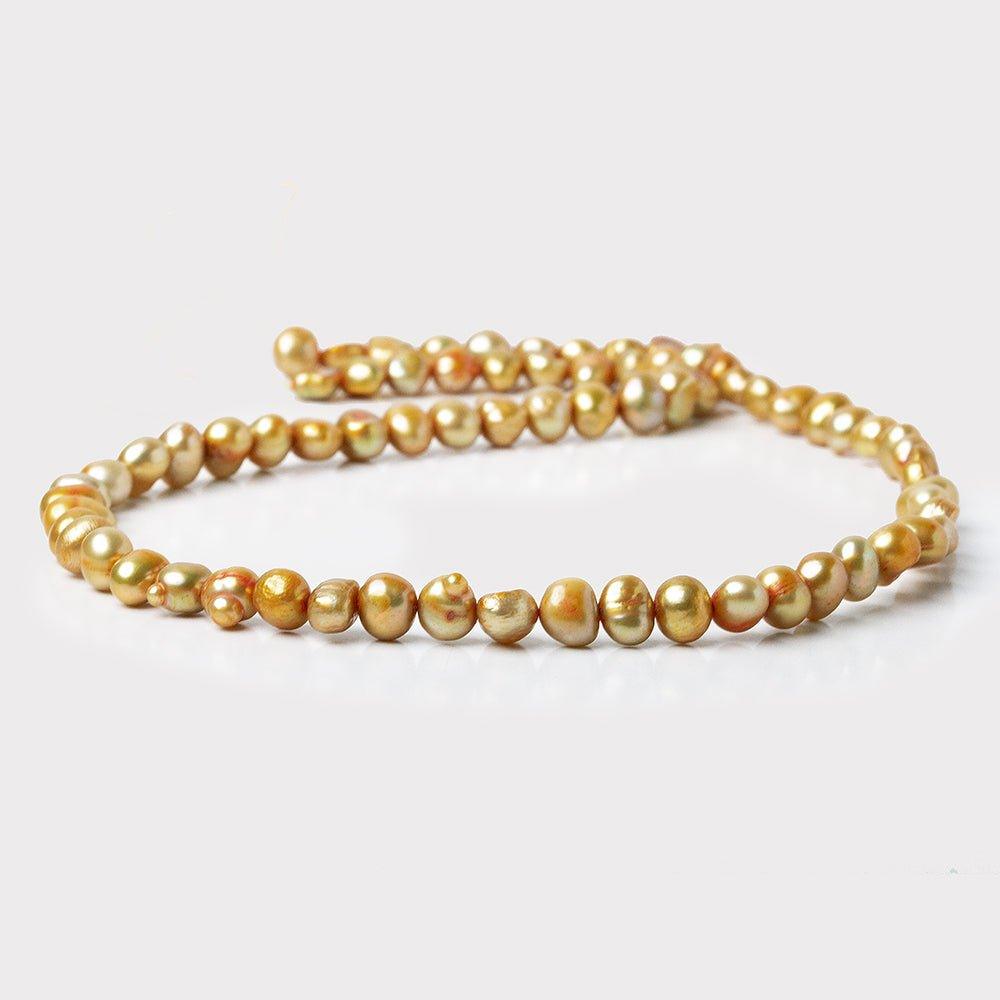 Goldenrod Side Drilled Baroque Pearls 16 inch 74 beads 6x5mm - The Bead Traders