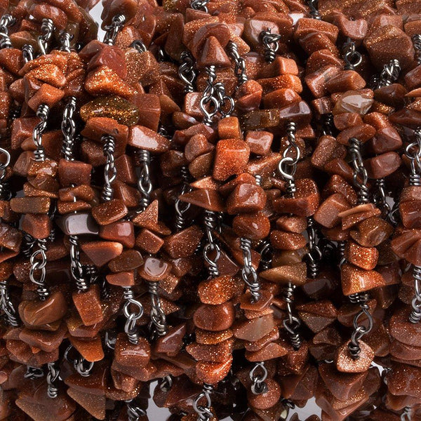 Goldstone Chip Black Gold Chain by the Foot 85 pieces