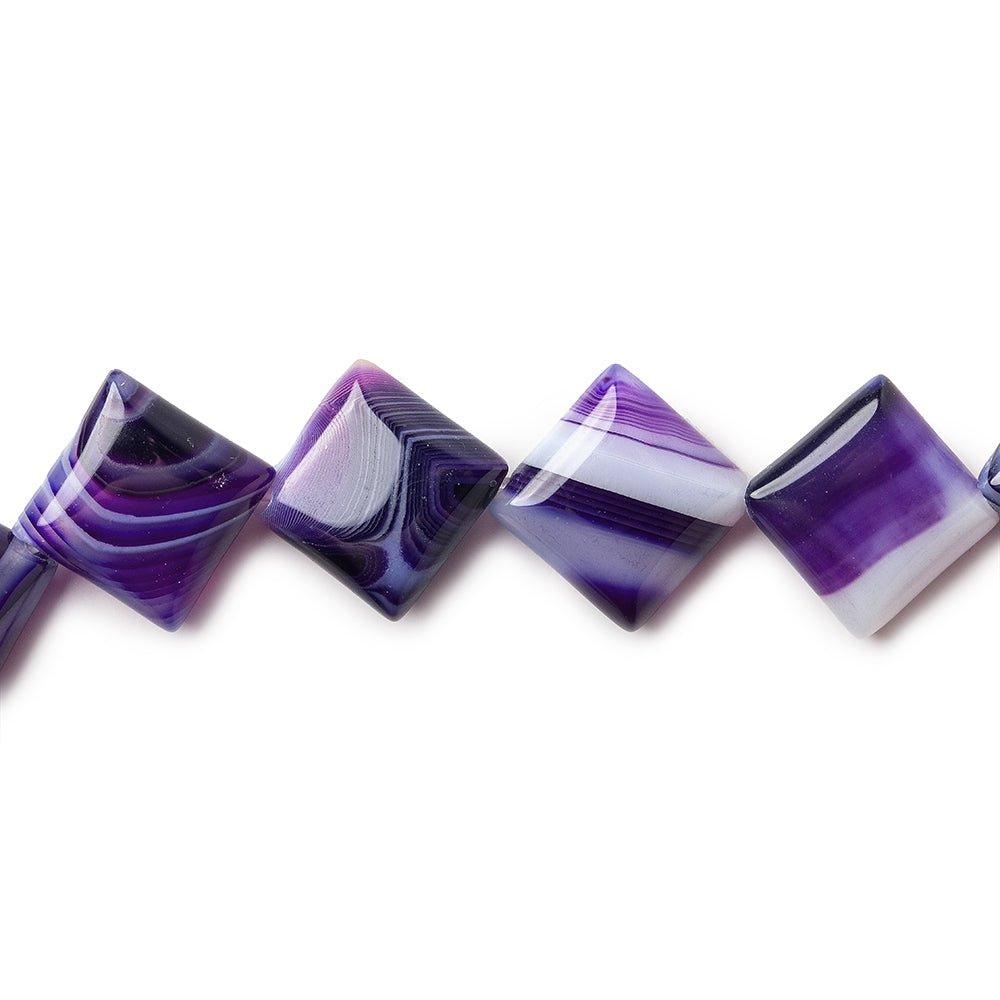 Grape Purple Agate Puffy Plain Square Beads 12x12x5mm , 15" length, 27 pcs - The Bead Traders