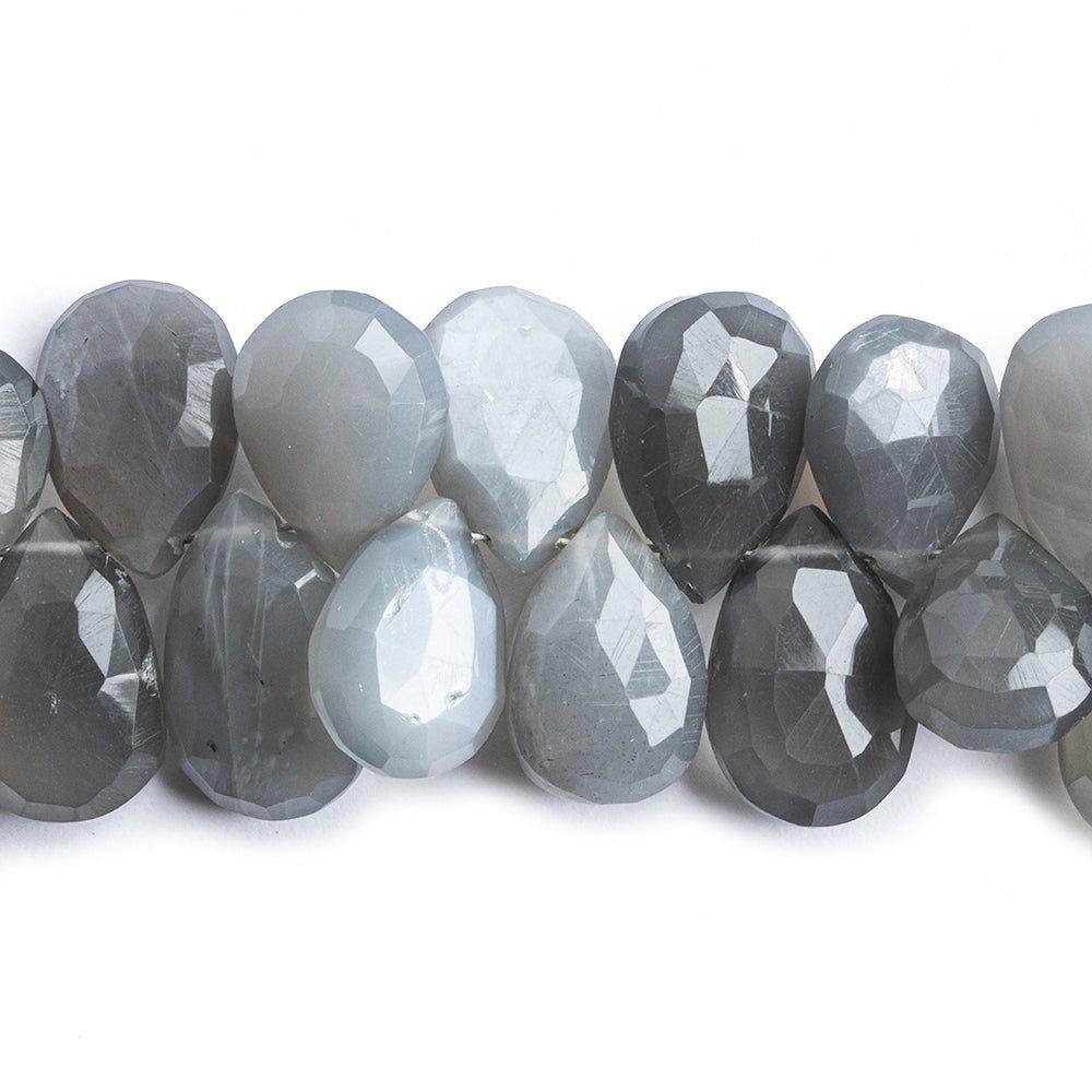 Gray Moonstone Faceted Pear Beads 8 inch 45 pieces - The Bead Traders
