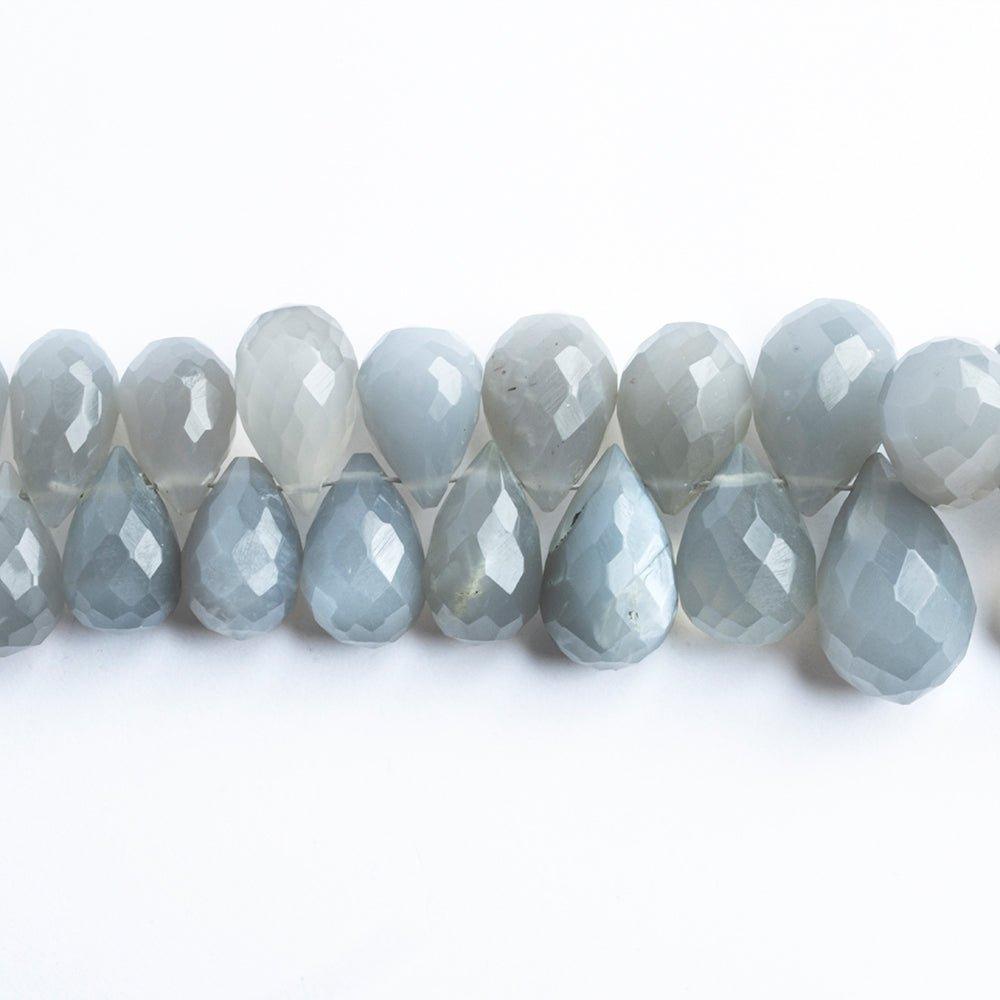 Gray Moonstone Faceted Teardrop Beads 8 inch 55 pieces - The Bead Traders