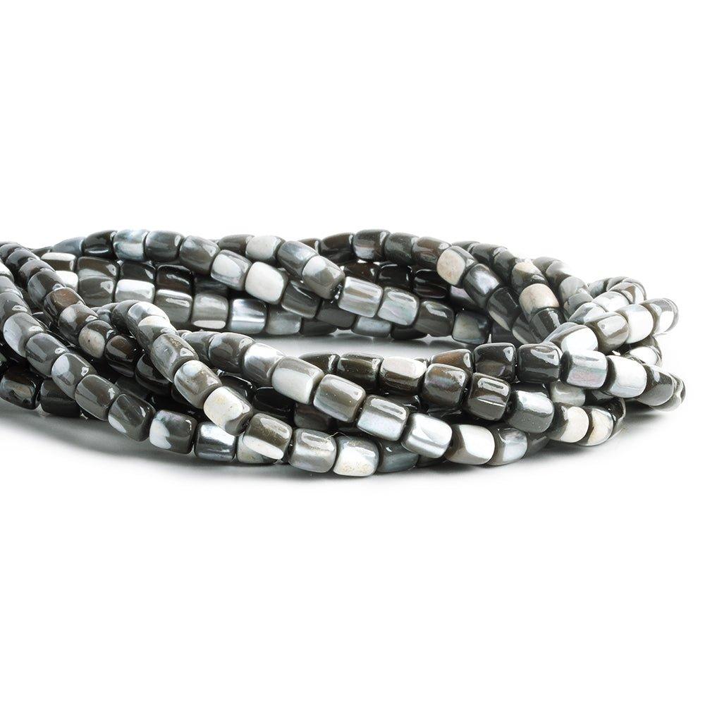 Gray Mother of Pearl Tube Beads 16 inch 65 pieces - The Bead Traders