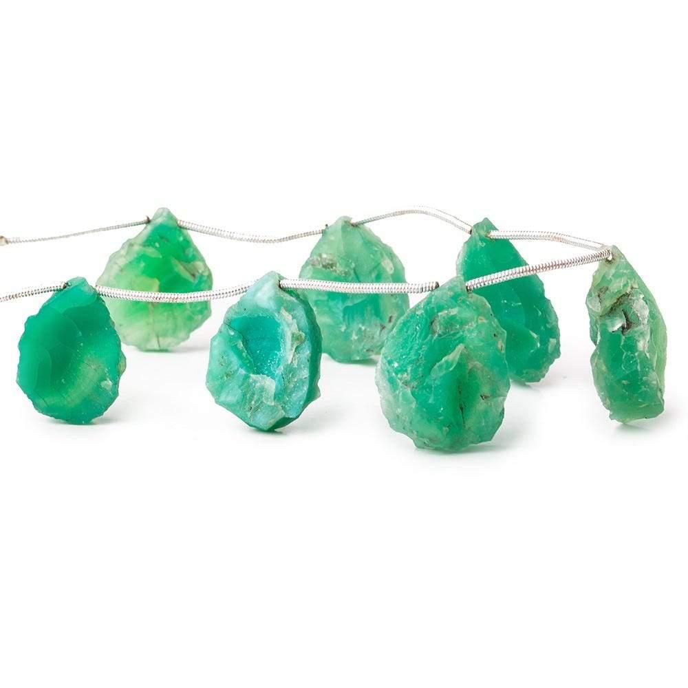 Green Agate Hammer Faceted Pear Beads - The Bead Traders